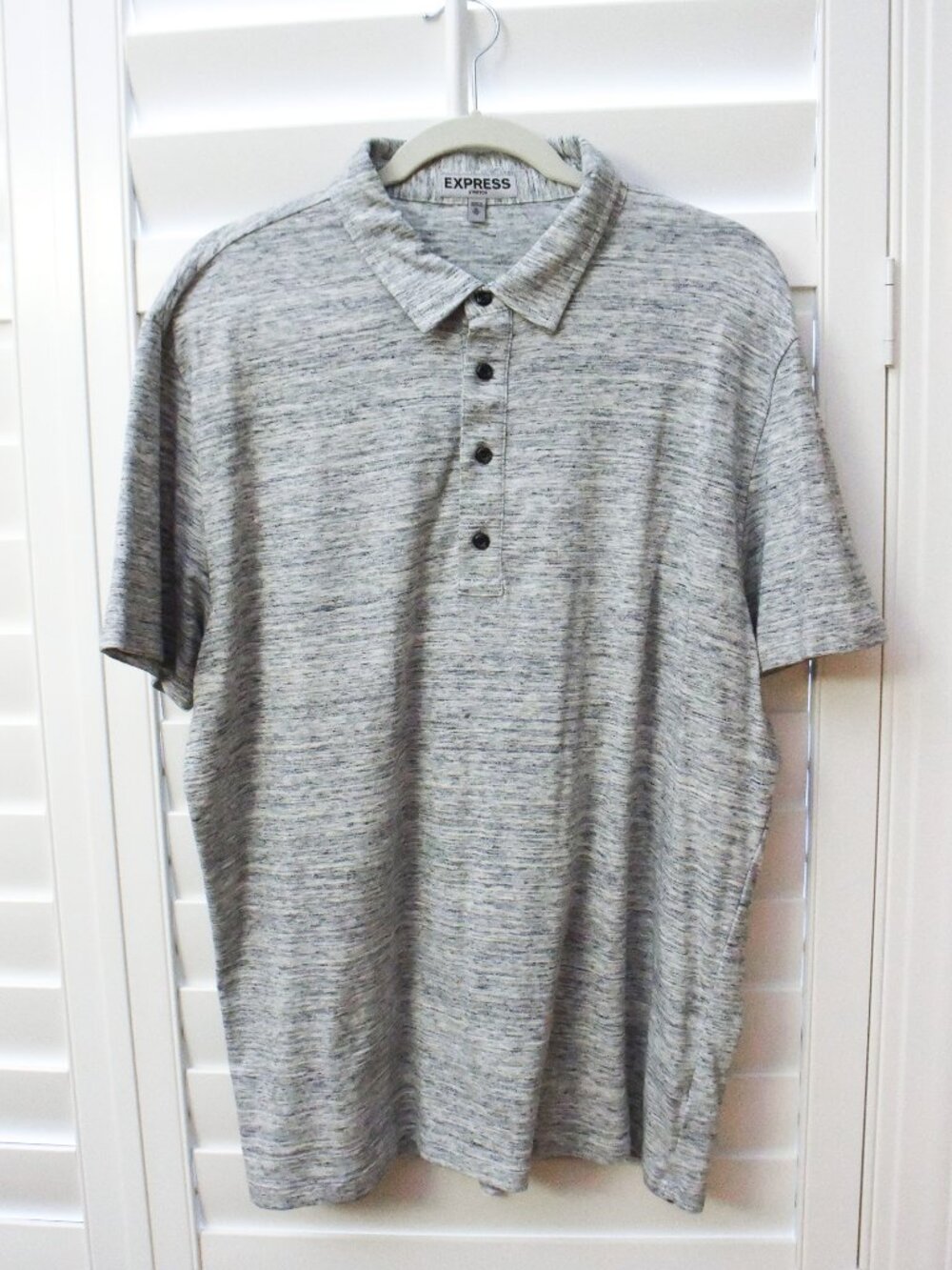 *Express* Stretch Men's Short Sleeve Polo Shirt - Grey Space Dye Heather, XL